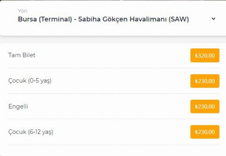 BBBUS - Sabiha Gökçen otobüs biletlerinde fiyatlar değişti Bursa Hayat Gazetesi- 2