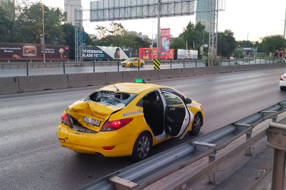 Hızını alamadı taksiye arkadan çarptı!