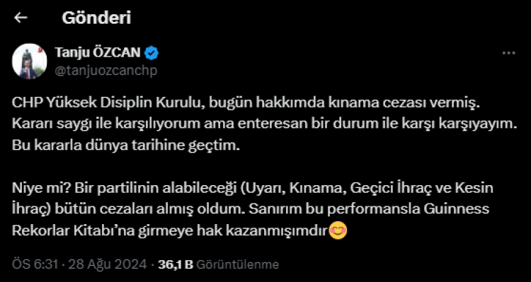 Kınama cezası almıştı: Tanju Özcan'dan açıklama! Bursa Hayat Gazetesi -2