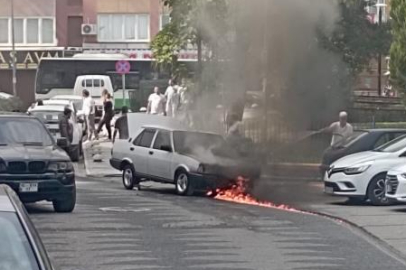 Bursa'da otomobil alevlere teslim oldu!