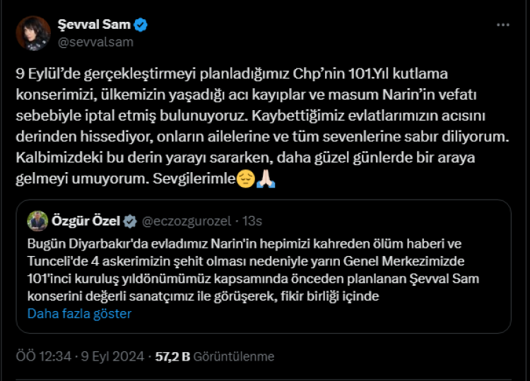 Şevval Sam konseri iptal mi edildi? Bursa Hayat Gazetesi -2