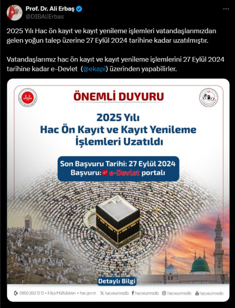 Hac ön kayıt ve kayıt yenileme işlemleri uzatıldı mı? Bursa Hayat Gazetesi -2