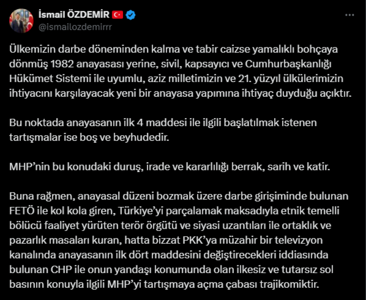 MHP'den anayasa tartışmalarına son nokta! 'Boş ve beyhude' Bursa Hayat Gazetesi -2